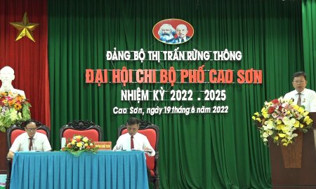 Chi bộ Cao Sơn, trực thuộc Đảng bộ thị trấn Rừng Thông đại hội nhiệm kỳ 2022 – 2025.